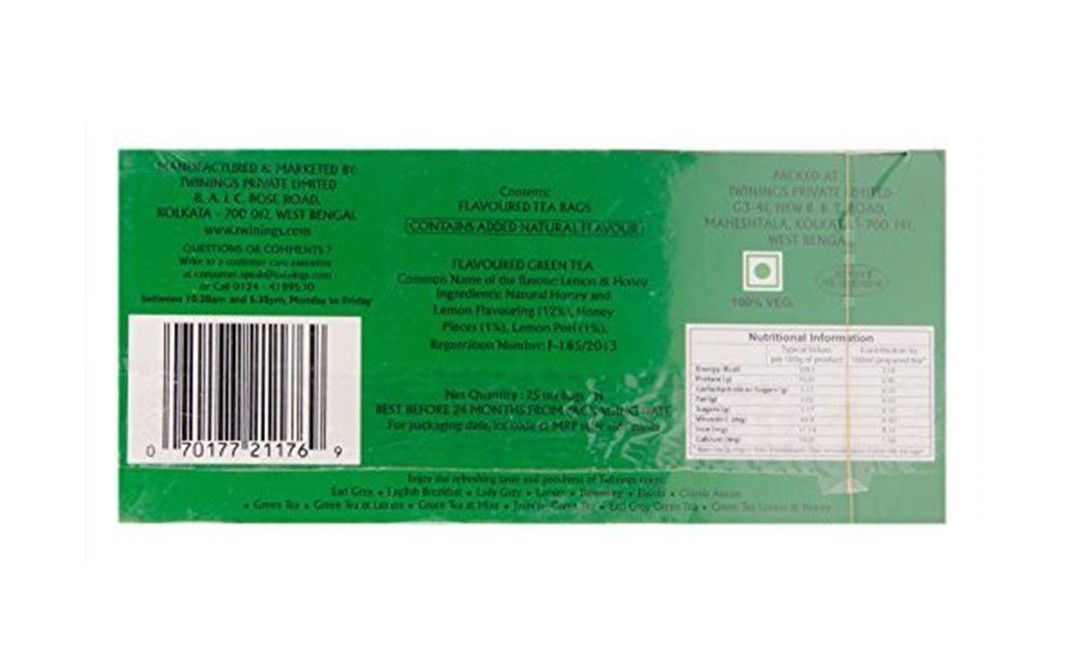 Twinings Green Tea Lemon & Honey    Box  25 pcs